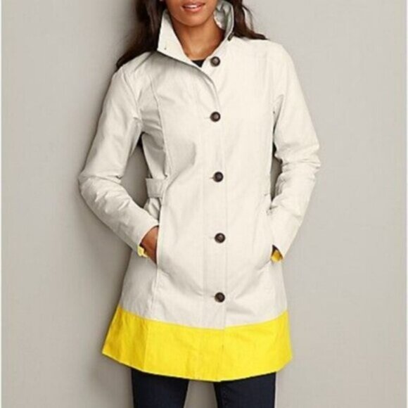 Eddie Bauer Christine Nylon Cotton Spring Two Tone Classic Trench Jacket M